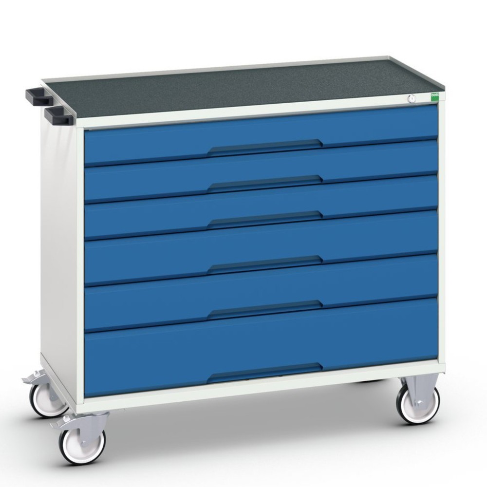 bott verso Werkstattwagen, mit 6 Schubladen und Abrollrand, BxTxH: 1050 x 550 x 965 mm