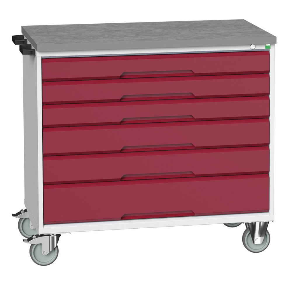 bott verso Werkstattwagen, mit 6 Schubladen und Linoleum-Top, BxTxH: 1050 x 600 x 980 mm