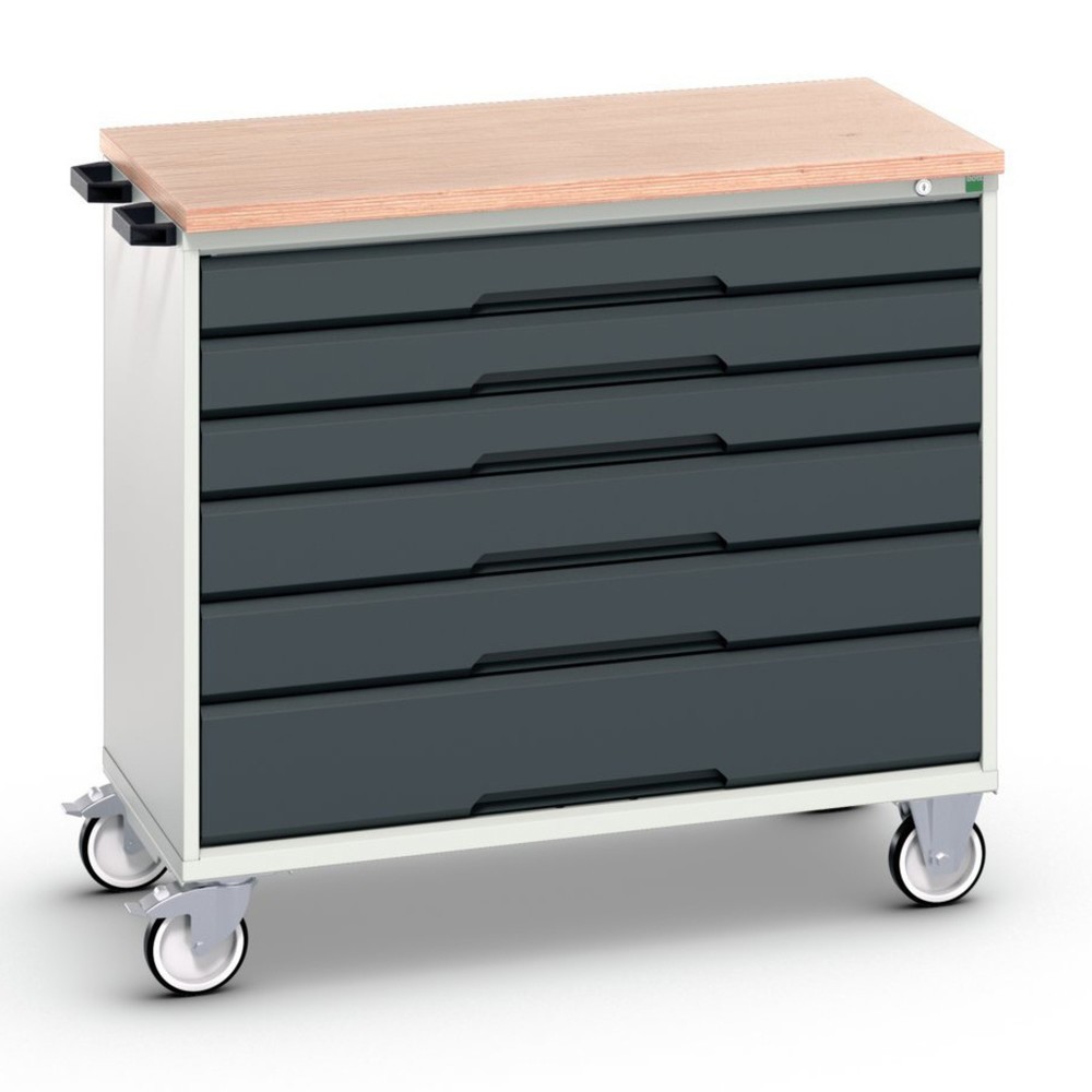 bott verso Werkstattwagen, mit 6 Schubladen und Multiplex Top, BxTxH: 1050 x 600 x 980 mm