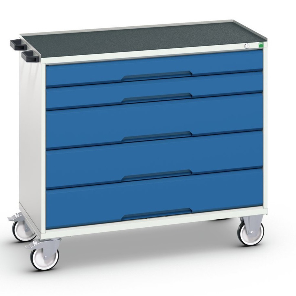 bott verso Werkstattwagen, mit 5 Schubladen und Abrollrand, BxTxH: 1050 x 550 x 965 mm