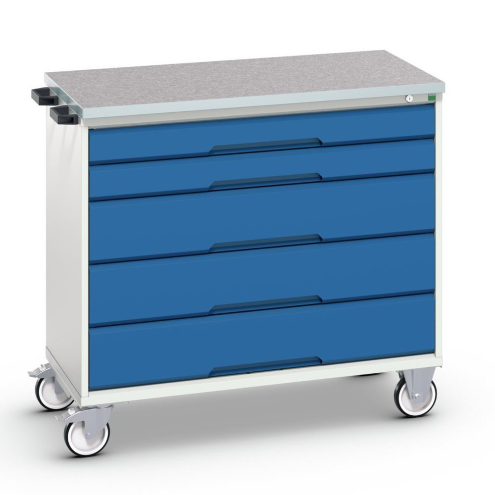 bott verso Werkstattwagen, mit 5 Schubladen und Linoleum-Top, BxTxH: 1050 x 600 x 980 mm