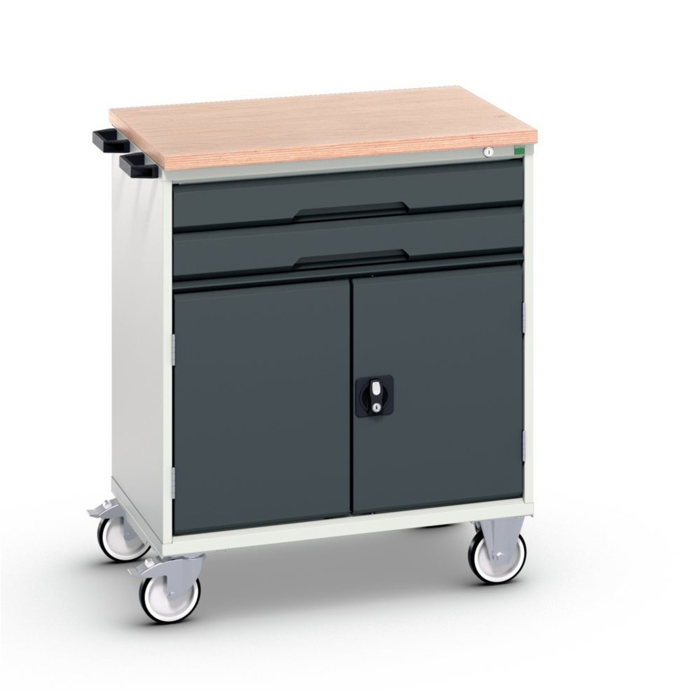 bott verso Werkstattwagen, mit 2 Schubaden, Tür und Multiplex-Top, BxTxH: 800 x 600 x 980 mm