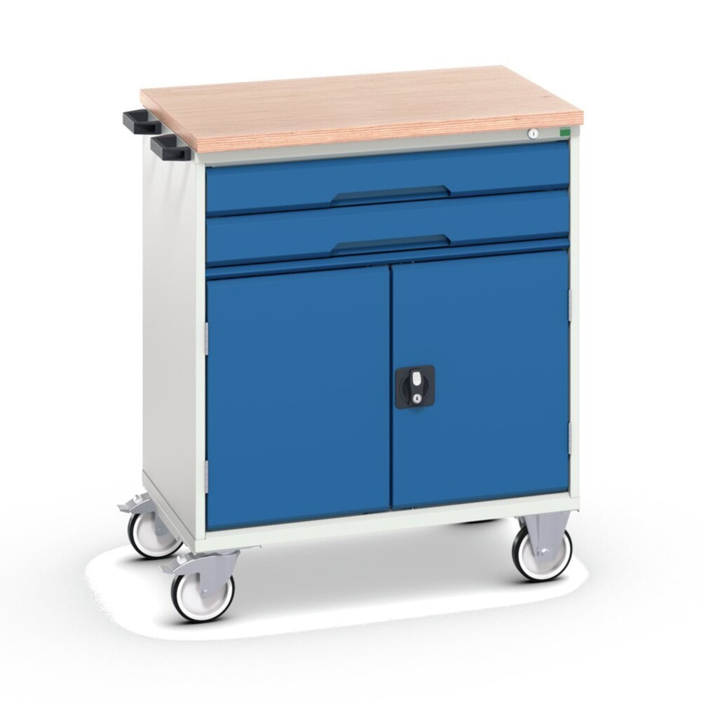 bott verso Werkstattwagen, mit 2 Schubaden, Tür und Multiplex-Top, BxTxH: 800 x 600 x 980 mm