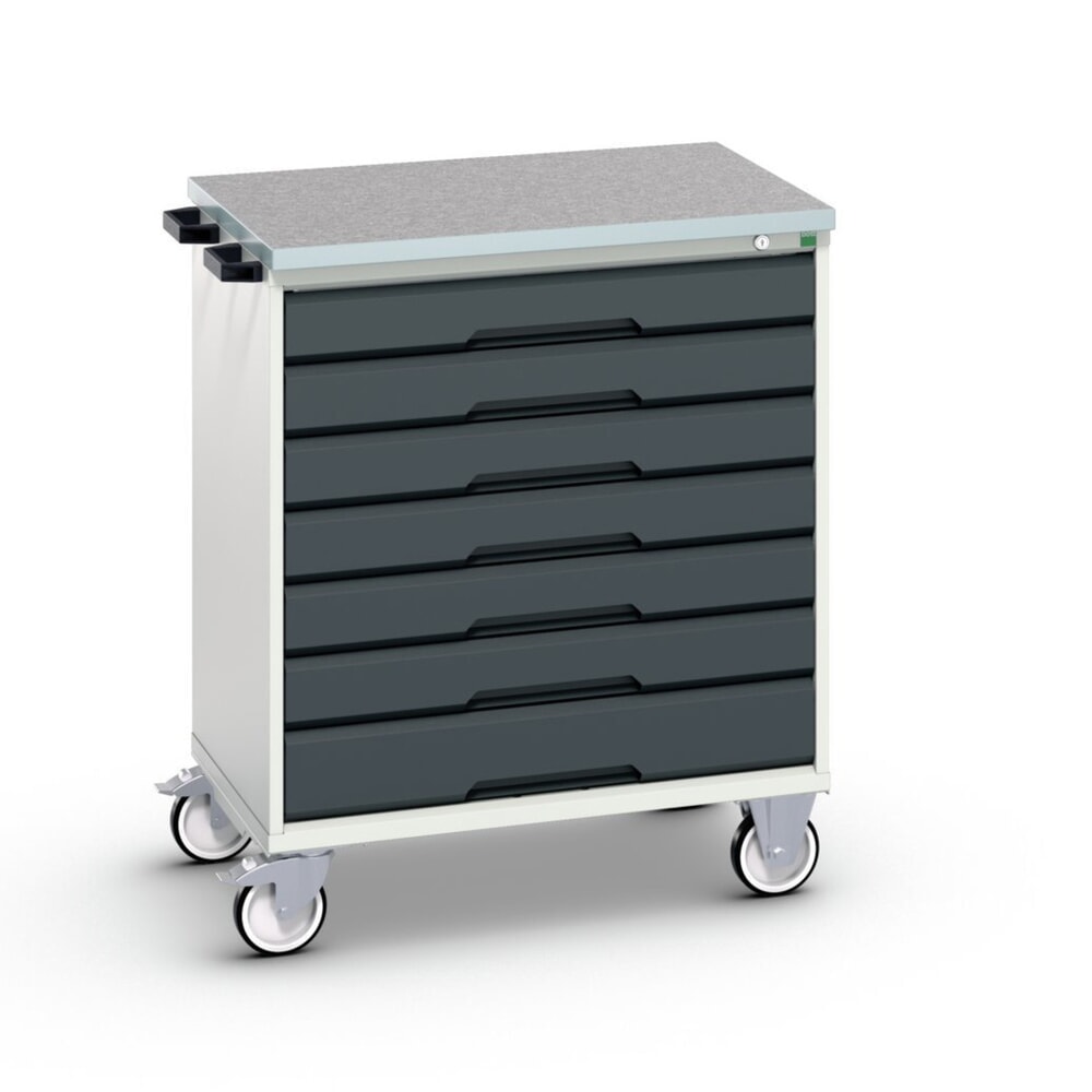bott verso Werkstattwagen, mit 7 Schubladen und Linoleum-Top, BxTxH: 800 x 600 x 980 mm