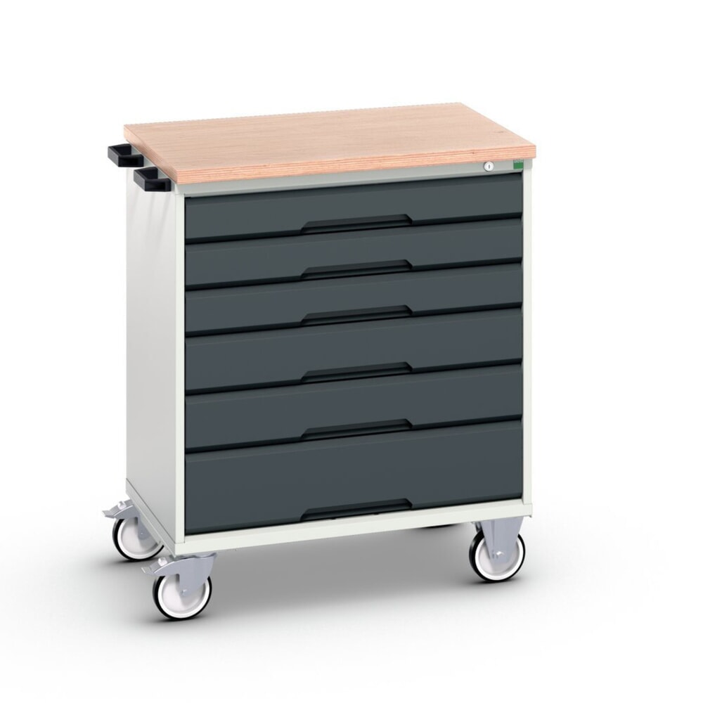 bott verso Werkstattwagen, mit 6 Schubladen und Multiplex Top, BxTxH: 800 x 600 x 980 mm