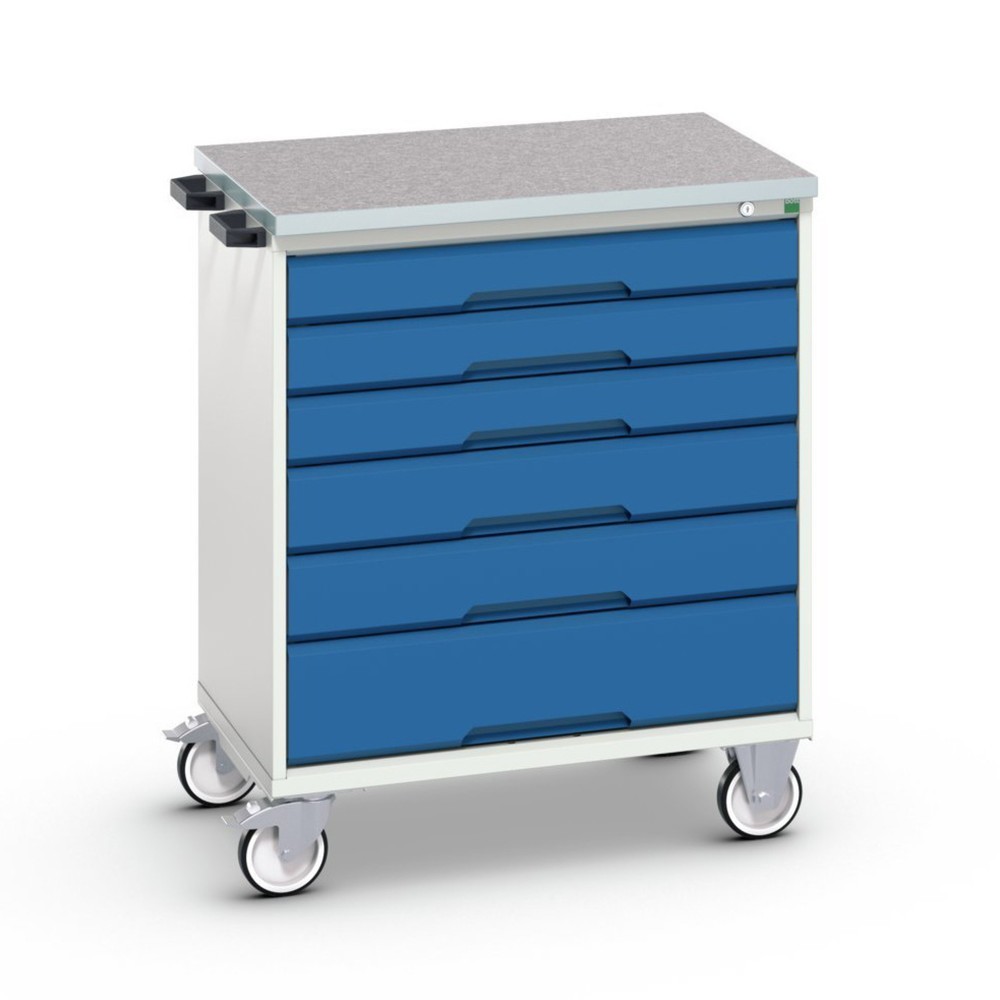 bott verso Werkstattwagen, mit 6 Schubladen und Linoleum-Top, BxTxH: 800 x 600 x 980 mm