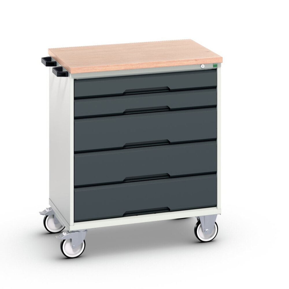 bott verso mobiler Schubladenschrank, mit 5 Schubladen und Multiplex Top, BxTxH: 800 x 600 x 980 mm
