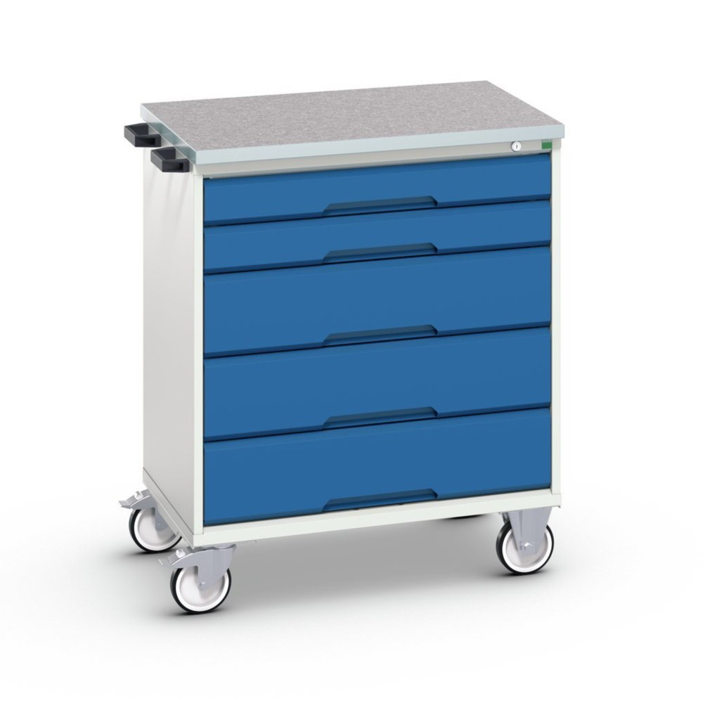 bott verso mobiler Schubladenschrank, mit 5 Schubladen und Linoleum-Top, BxTxH: 800 x 600 x 980 mm