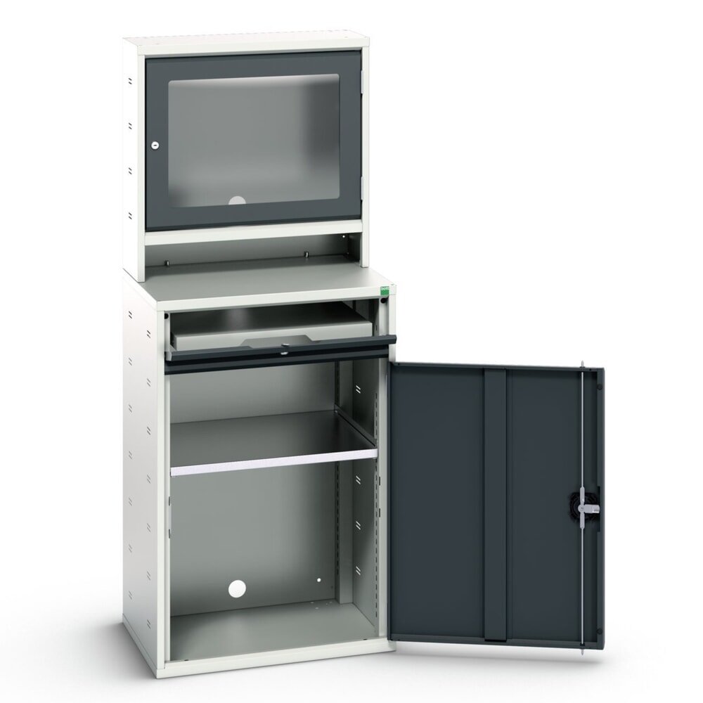 bott verso Computerschrank mit Bildschirmfach, mit Hängeschr., 1 Fachboden, 1 Tablar, BxTxH: 650 x 550 x 1650 mm