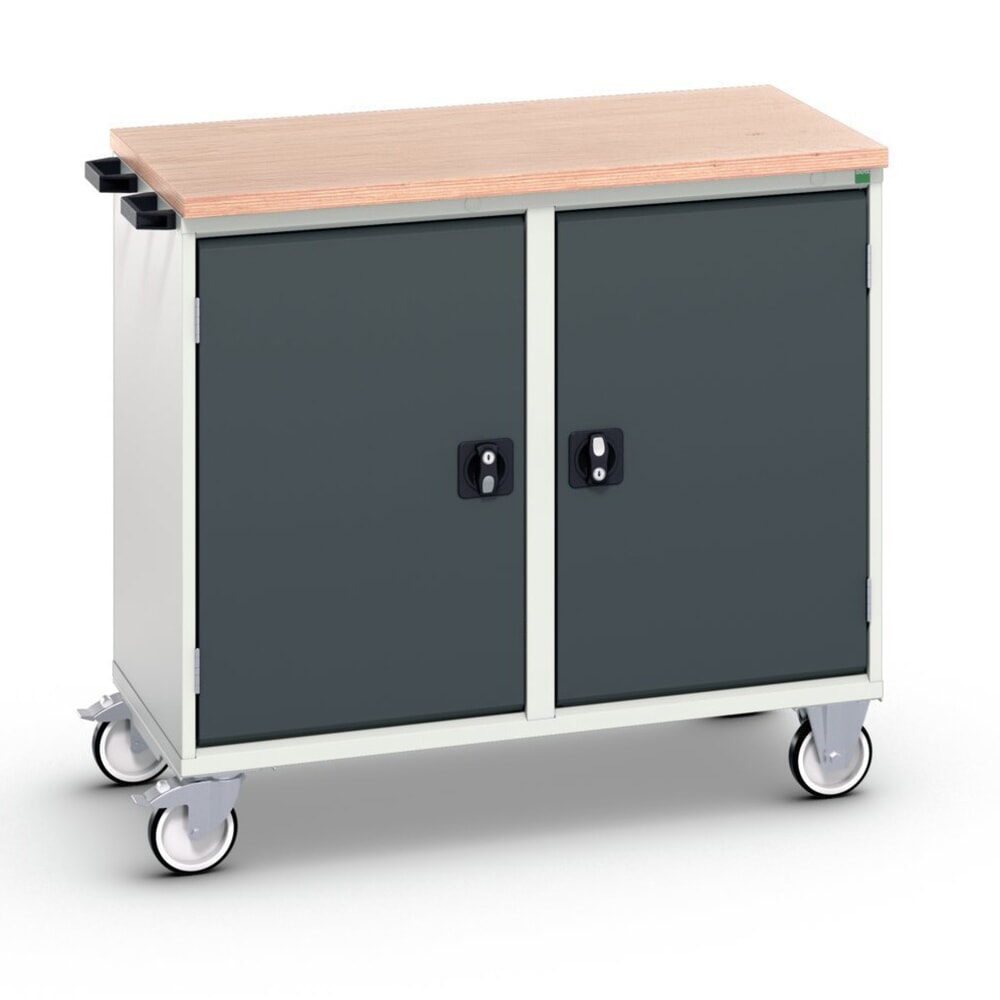 bott verso Montagewagen, mit 2 Türen, Fachböden und Multiplex-Top, BxTxH: 1050 x 600 x 980 mm
