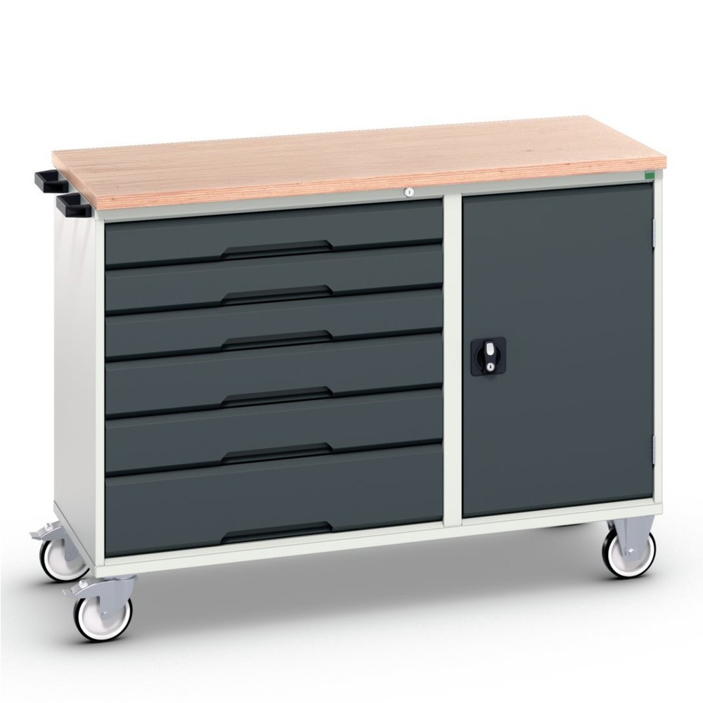 bott verso Montagewagen, mit 6 Schubladen, Tür und Multiplex-Top, BxTxH: 1300 x 600 x 980 mm
