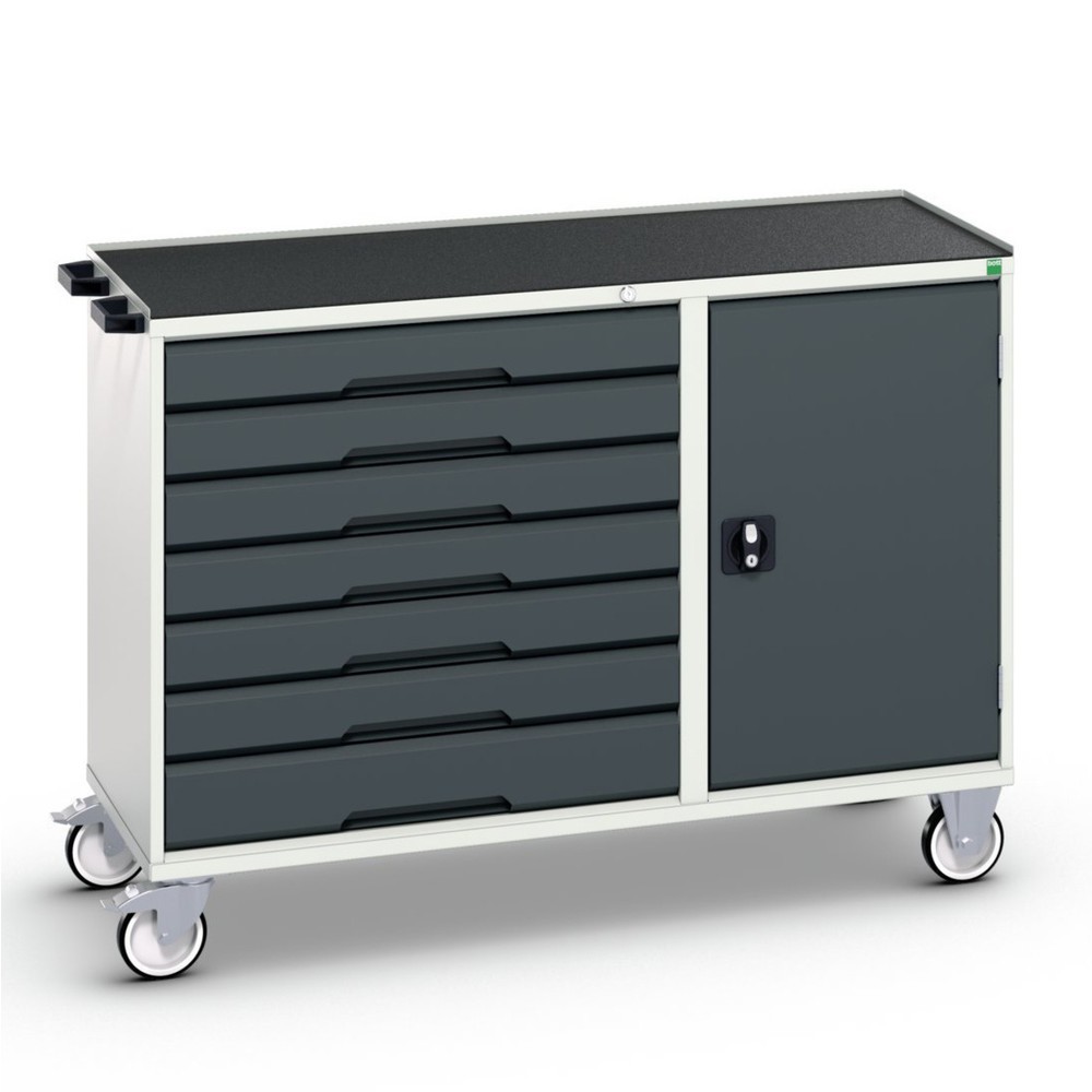 bott verso Montagewagen, mit 7 Schubladen, Tür und Abrollrand, BxTxH: 1300 x 550 x 965 mm