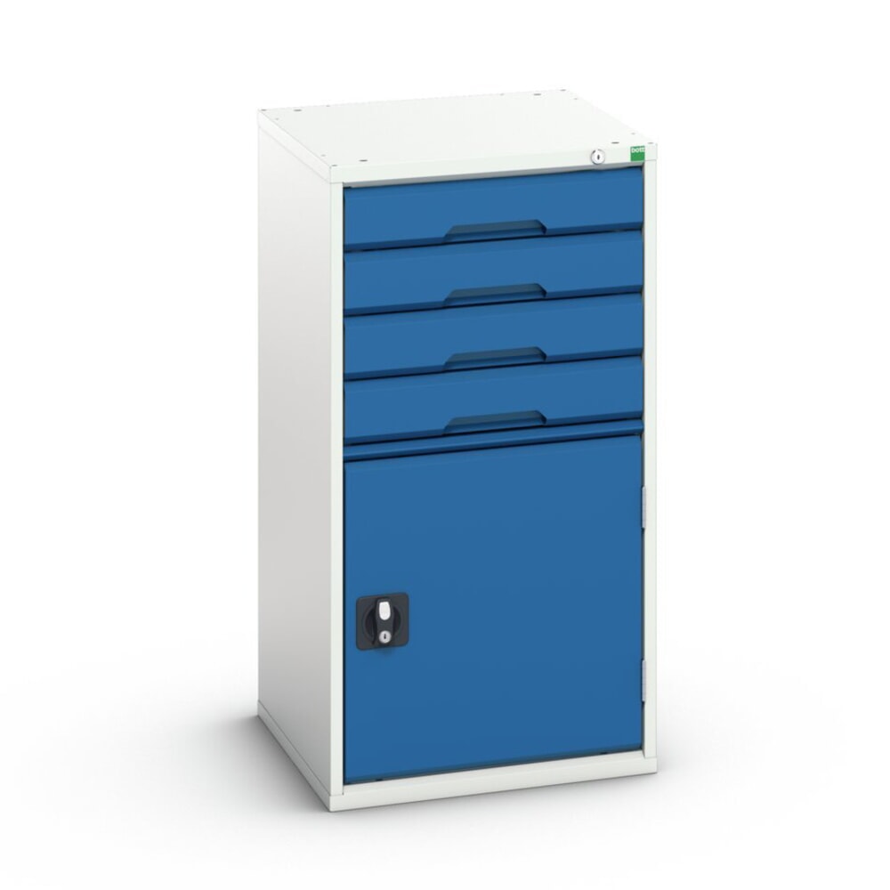 bott verso Schubladenschrank mit Flügeltür, mit 4 Schubladen und Fachboden, BxTxH: 525 x 550 x 1000 mm