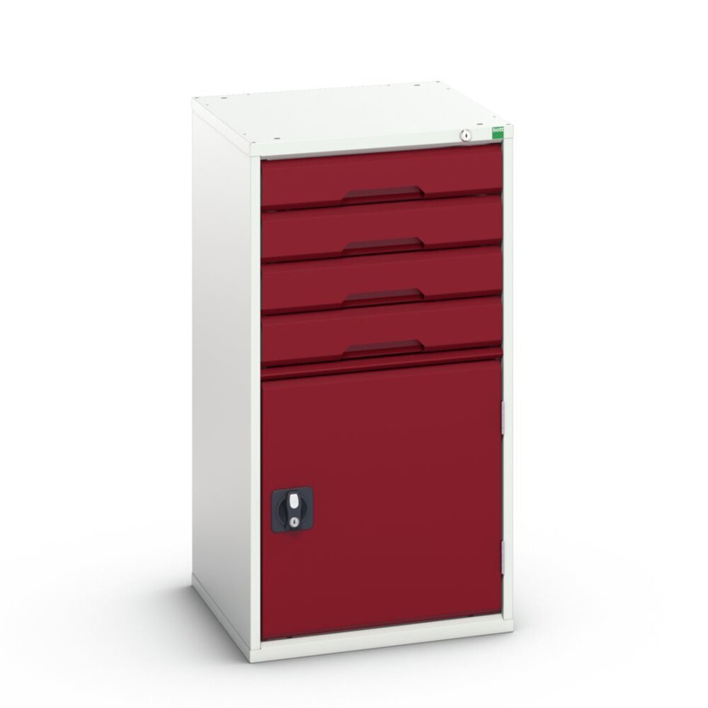 bott verso Schubladenschrank mit Flügeltür, mit 4 Schubladen und Fachboden, BxTxH: 525 x 550 x 1000 mm