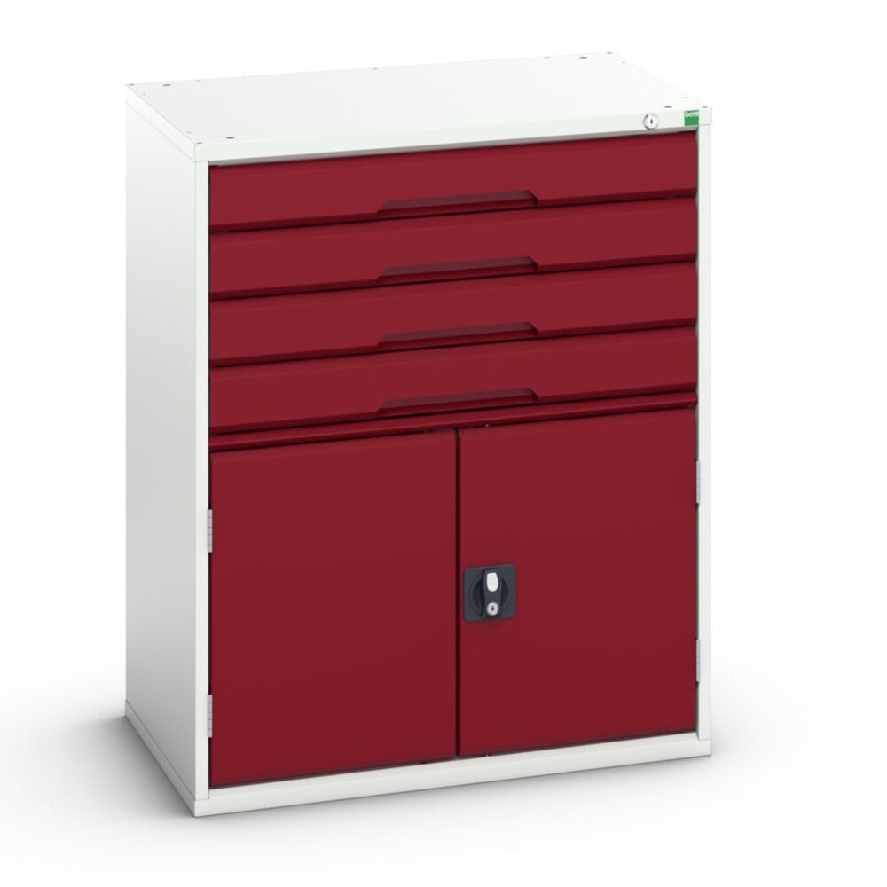 bott verso Schubladenschrank mit Flügeltür, mit 4 Schubladen und Fachboden, BxTxH: 800 x 550 x 1000 mm
