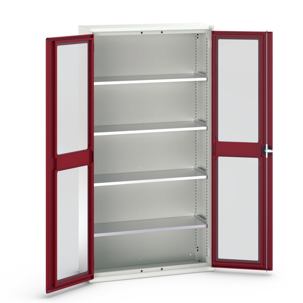 bott verso Flügeltürschrank mit Sichtfenster, mit 4 Fachböden, BxTxH: 1050 x 350 x 2000 mm