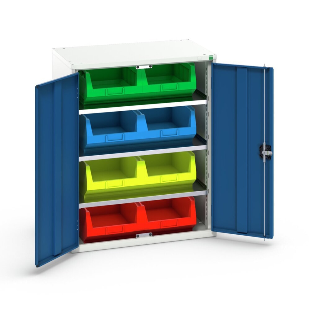 bott verso Magazinschrank, mit 3 Fachböden und 8 Sichtlagerkästen, BxTxH: 800 x 550 x 1000 mm