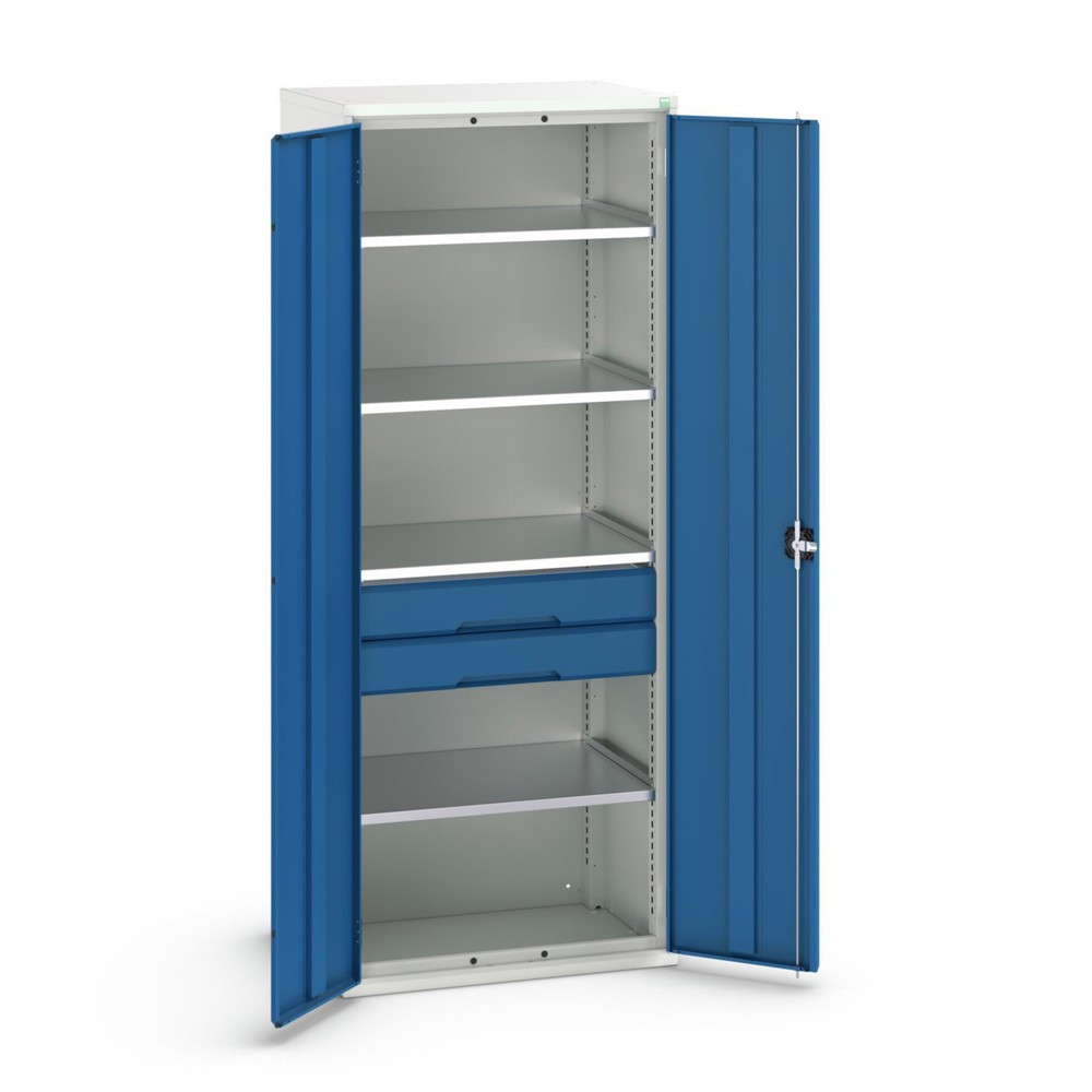 bott verso Flügeltürschrank mit Schubladen, mit 4 Fachböden und 2 Schubladen, BxTxH: 800 x 550 x 2000 mm