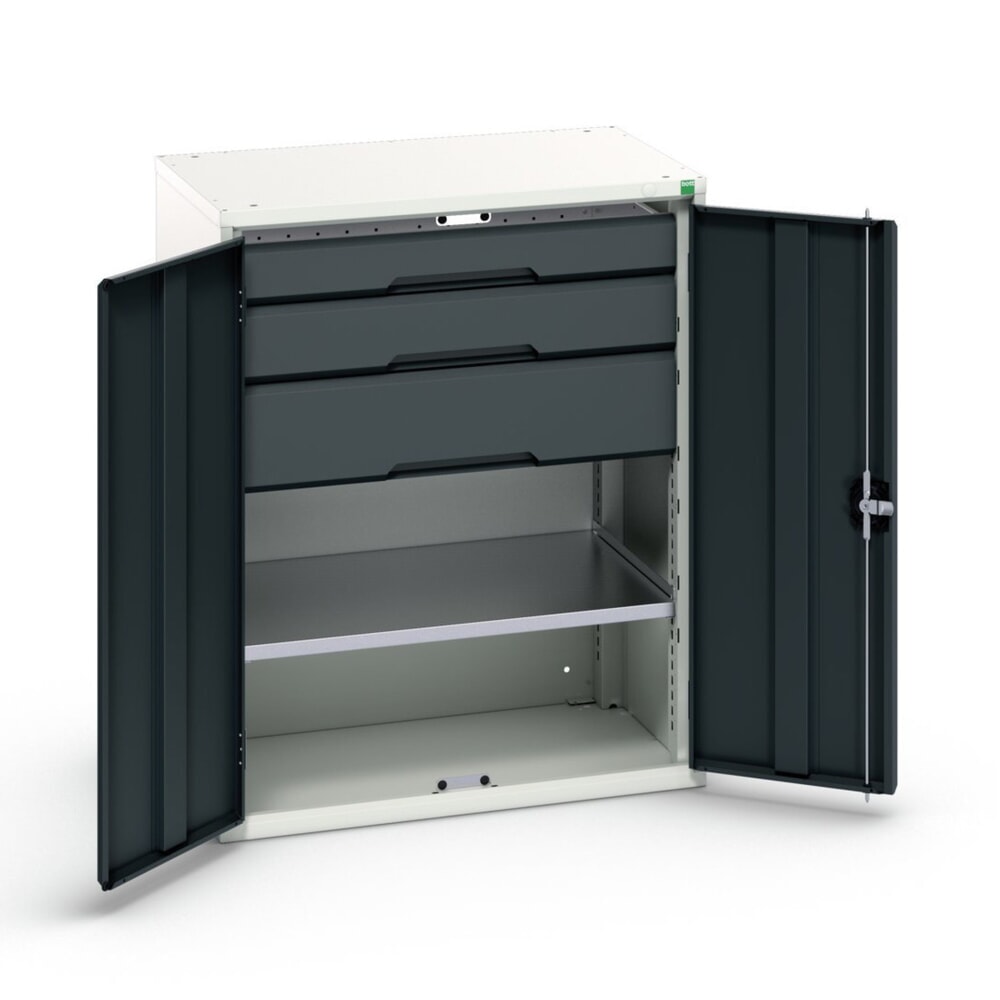 bott verso Beistellschrank mit Schubladen, mit 1 Fachboden und 3 Schubladen, BxTxH: 800 x 550 x 1000 mm