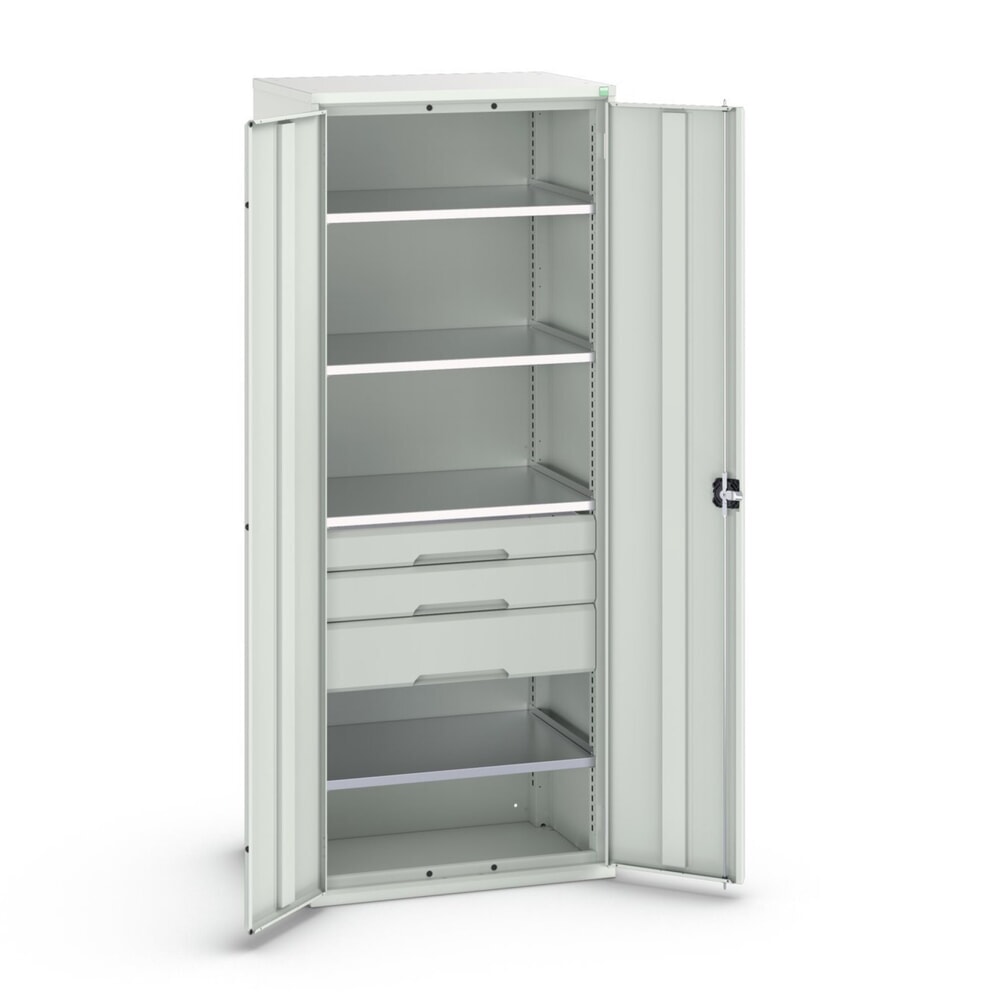 bott verso Flügeltürschrank mit Schubladen, mit 4 Fachböden und 3 Schubladen, BxTxH: 800 x 550 x 2000 mm