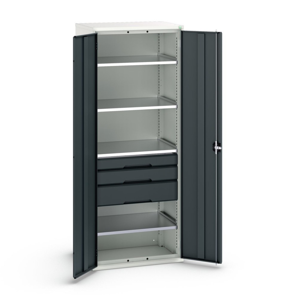 bott verso Flügeltürschrank mit Schubladen, mit 4 Fachböden und 3 Schubladen, BxTxH: 800 x 550 x 2000 mm