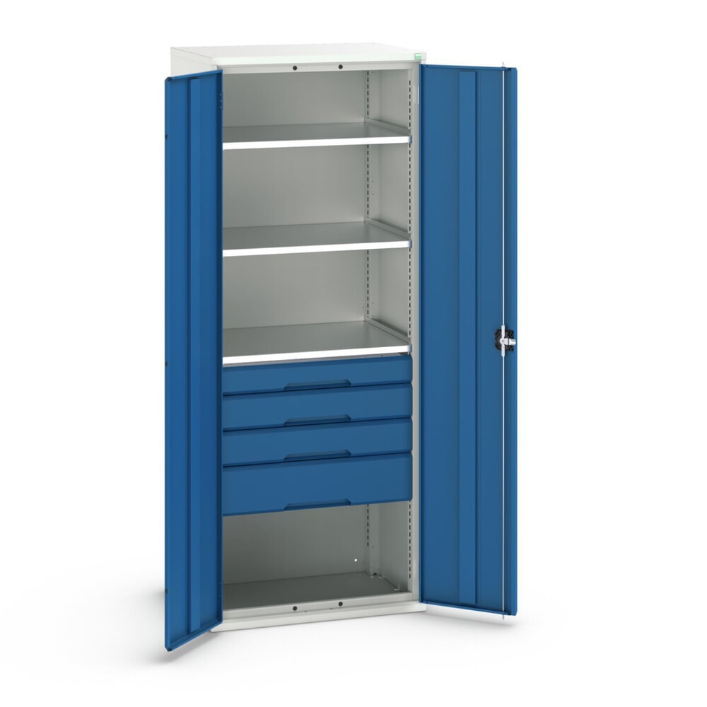 bott verso Flügeltürschrank mit Schubladen, mit 3 Fachböden und 4 Schubladen, BxTxH: 800 x 550 x 2000 mm