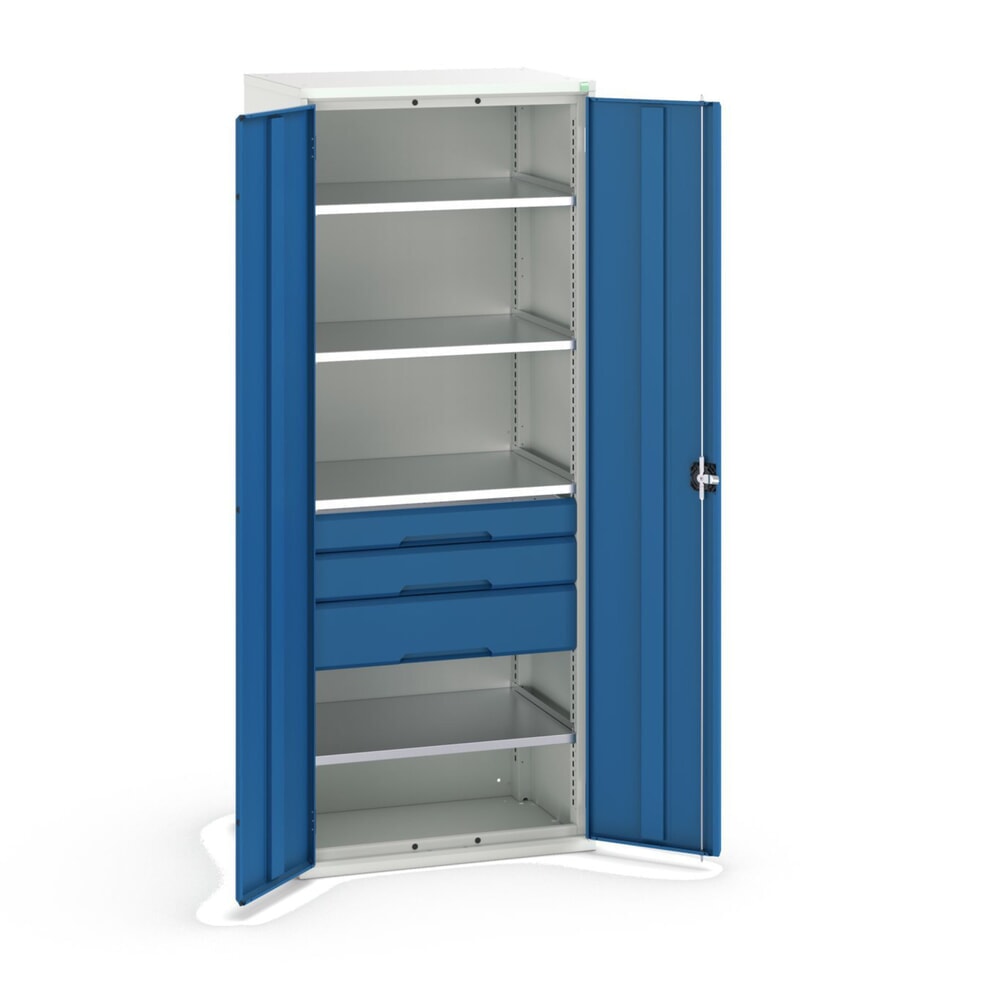 bott verso Flügeltürschrank mit Schubladen, mit 4 Fachböden und 3 Schubladen, BxTxH: 800 x 550 x 2000 mm