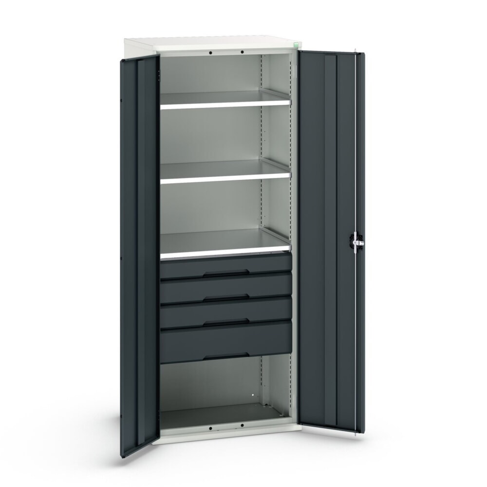 bott verso Flügeltürschrank mit Schubladen, mit 3 Fachböden und 4 Schubladen, BxTxH: 800 x 550 x 2000 mm