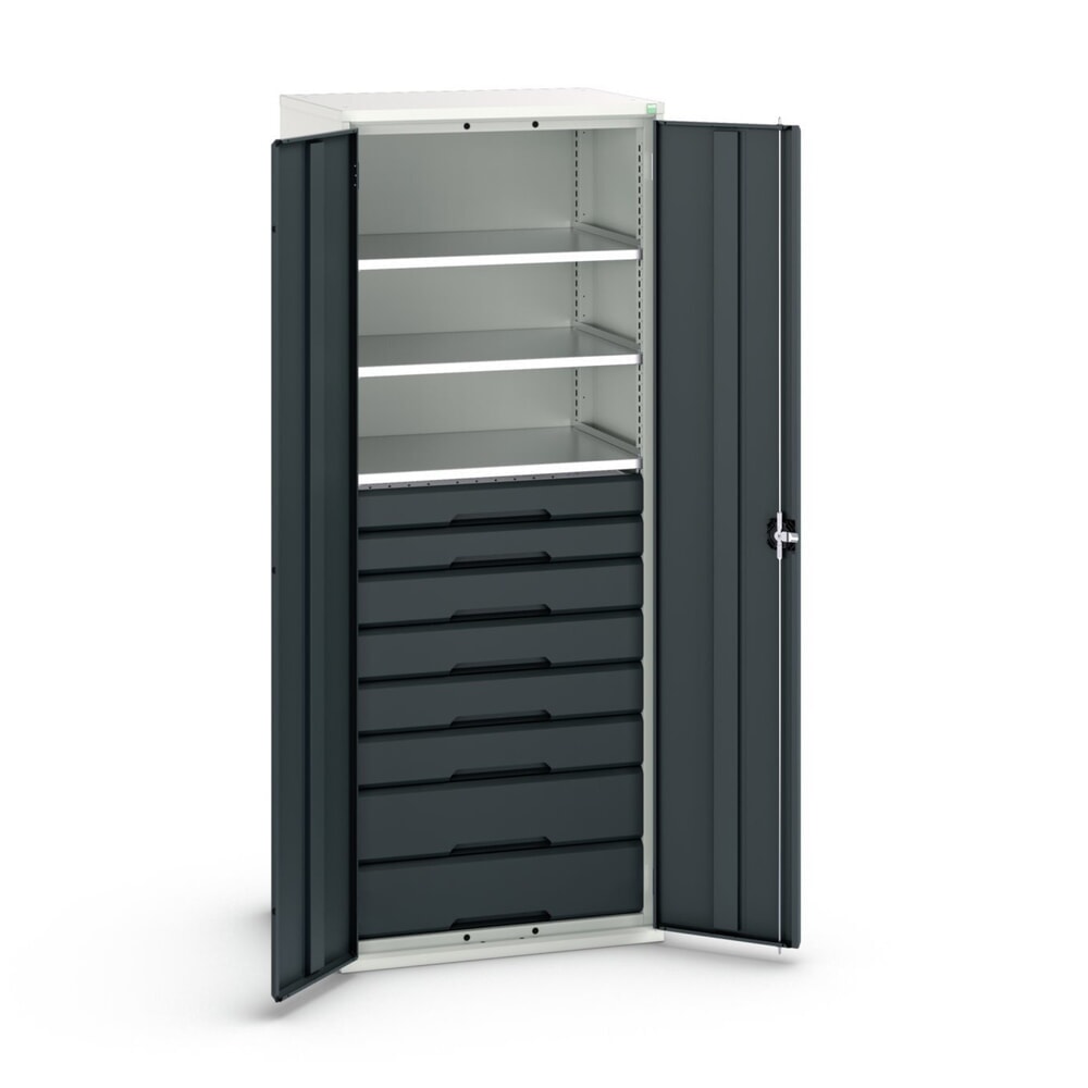 bott verso Flügeltürschrank mit Schubladen, mit 3 Fachböden und 8 Schubladen, BxTxH: 800 x 550 x 2000 mm