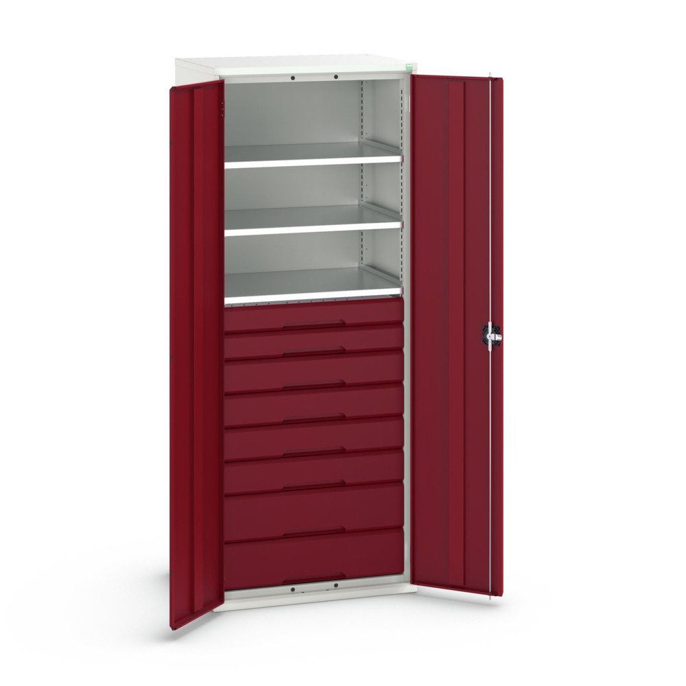bott verso Flügeltürschrank mit Schubladen, mit 3 Fachböden und 8 Schubladen, BxTxH: 800 x 550 x 2000 mm