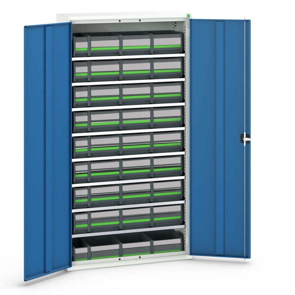 bott verso Magazinschrank, mit 8 Fachböden und 36 bottBoxen, BxTxH: 1050 x 350 x 1000 mm