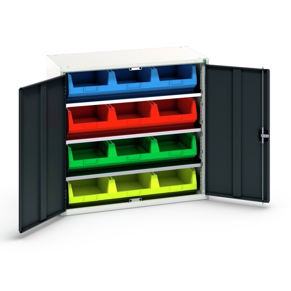bott verso Magazinschrank, mit 3 Fachböden und 12 Sichtlagerkästen, BxTxH: 1050 x 550 x 1000 mm