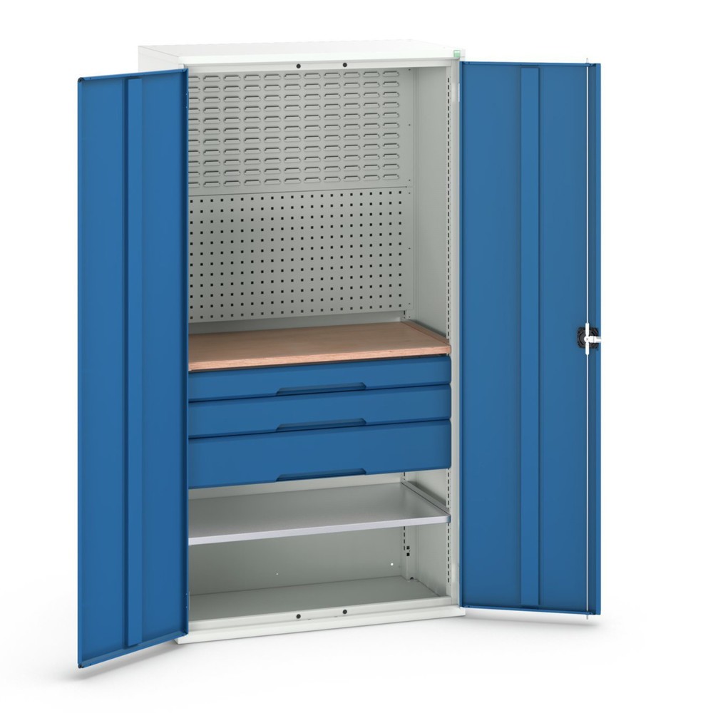 bott verso Flügeltürschrank mit 3 Schubladen, mit 2 Fachböden und Rückwand, BxTxH: 1050 x550 x 2000 mm