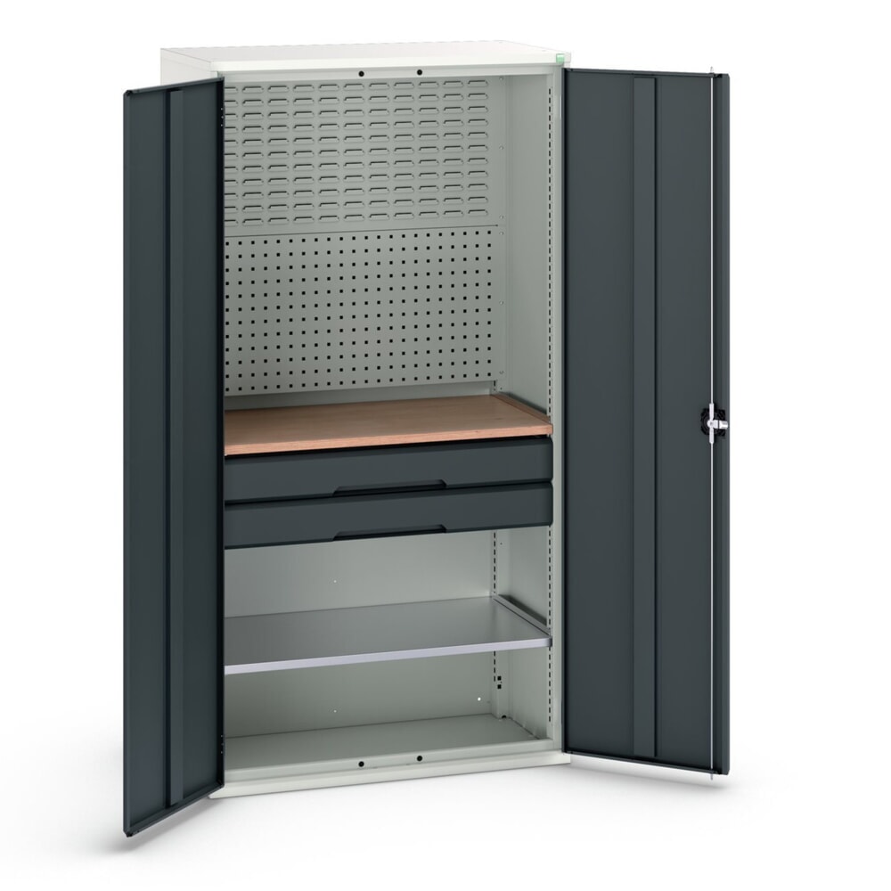 bott verso Flügeltürschrank mit 2 Schubladen, mit 2 Fachböden und Rückwand, BxTxH: 1050 x550 x 2000 mm