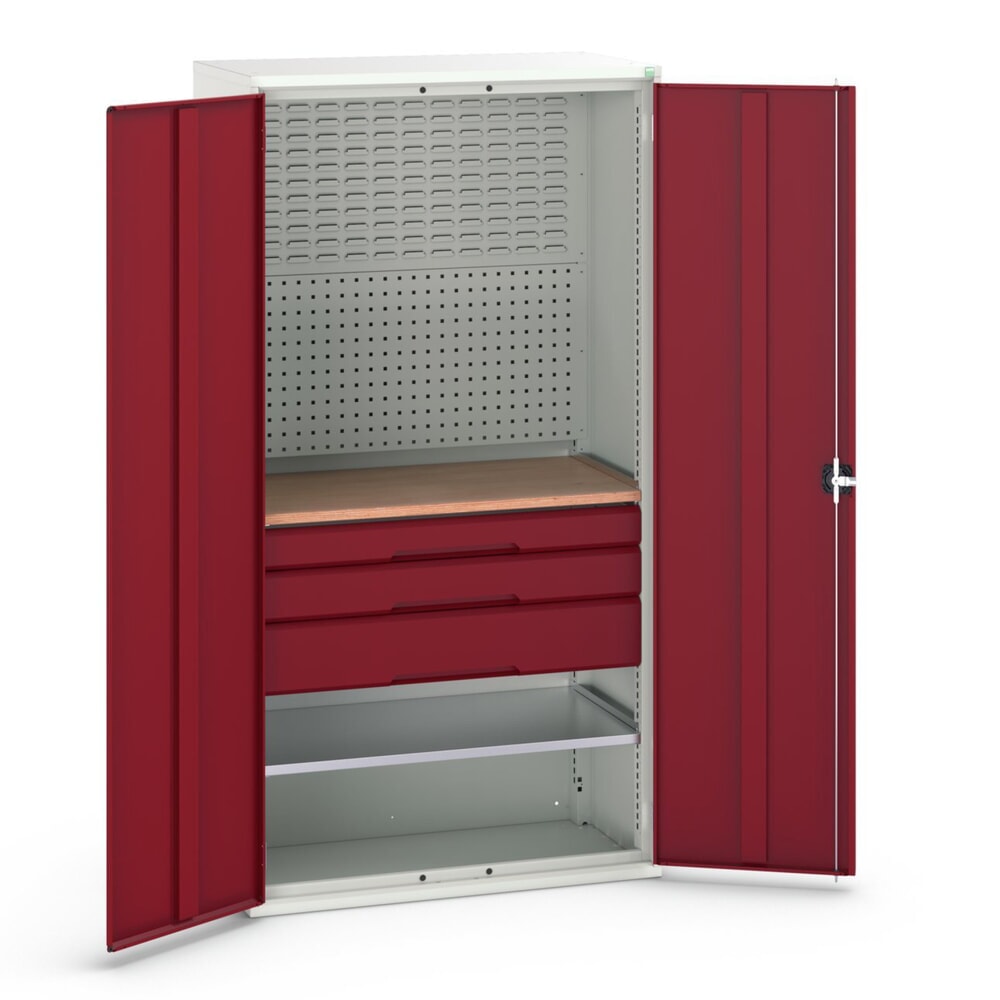 bott verso Flügeltürschrank mit 3 Schubladen, mit 2 Fachböden und Rückwand, BxTxH: 1050 x550 x 2000 mm