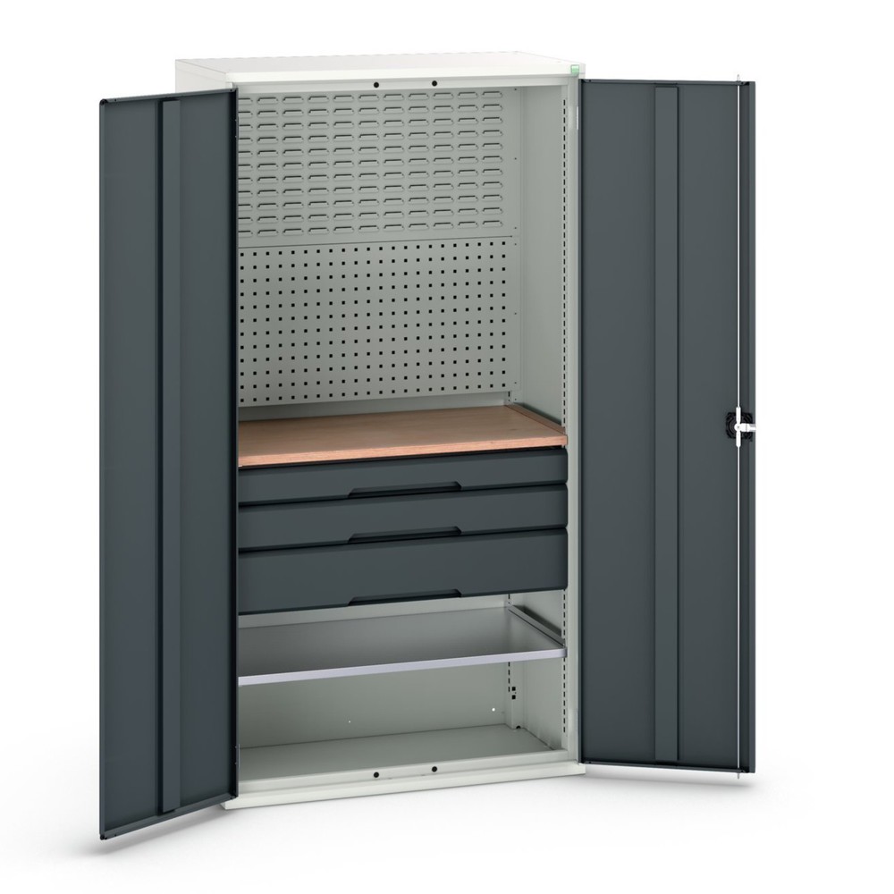 bott verso Flügeltürschrank mit 3 Schubladen, mit 2 Fachböden und Rückwand, BxTxH: 1050 x550 x 2000 mm