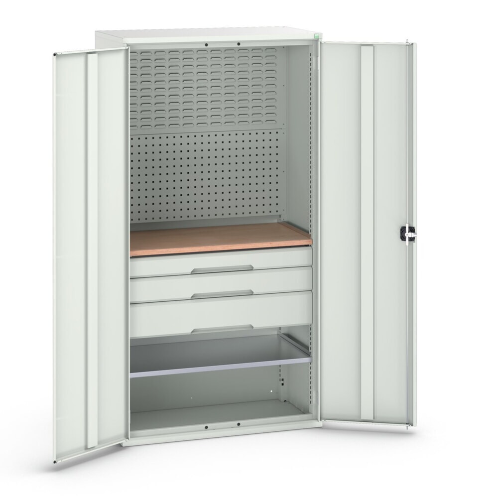 bott verso Flügeltürschrank mit 3 Schubladen, mit 2 Fachböden und Rückwand, BxTxH: 1050 x550 x 2000 mm
