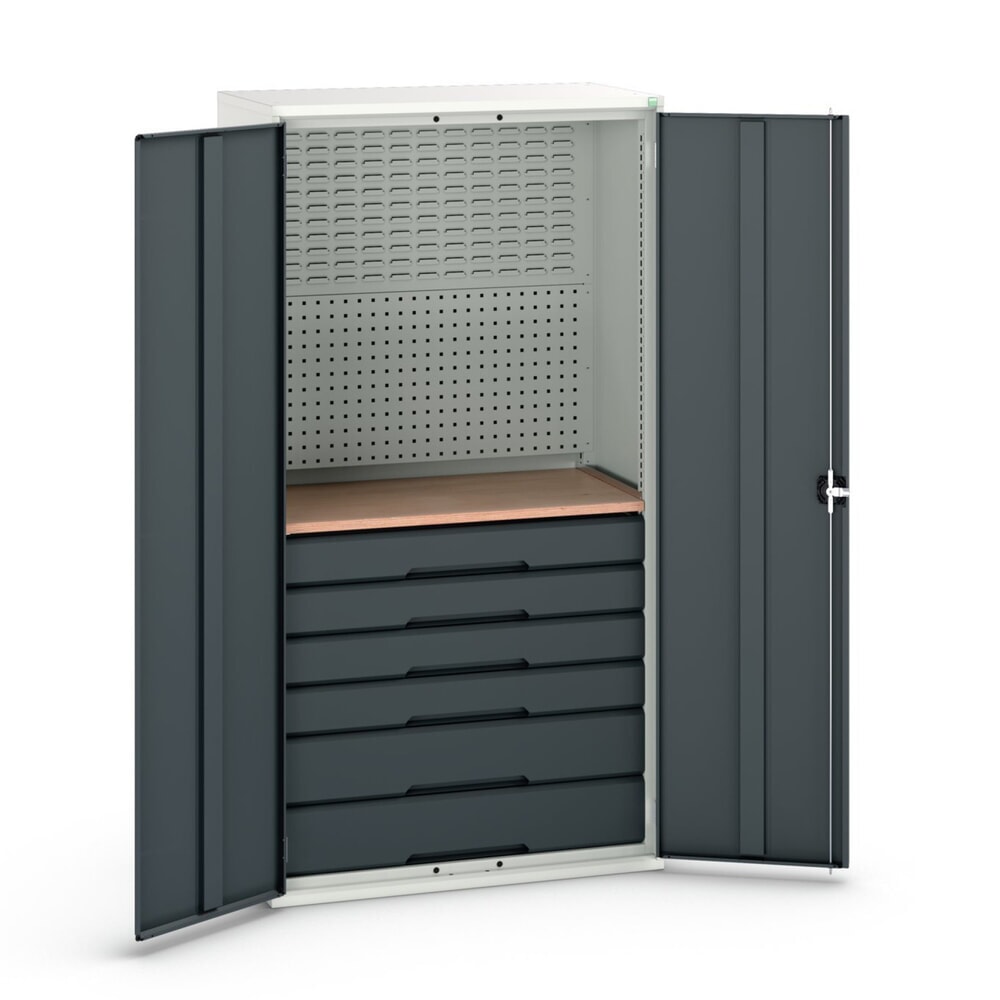bott verso Flügeltürschrank mit 6 Schubladen, mit Rückwand und Arbeitsplatte, BxTxH: 1050 x550 x 2000 mm