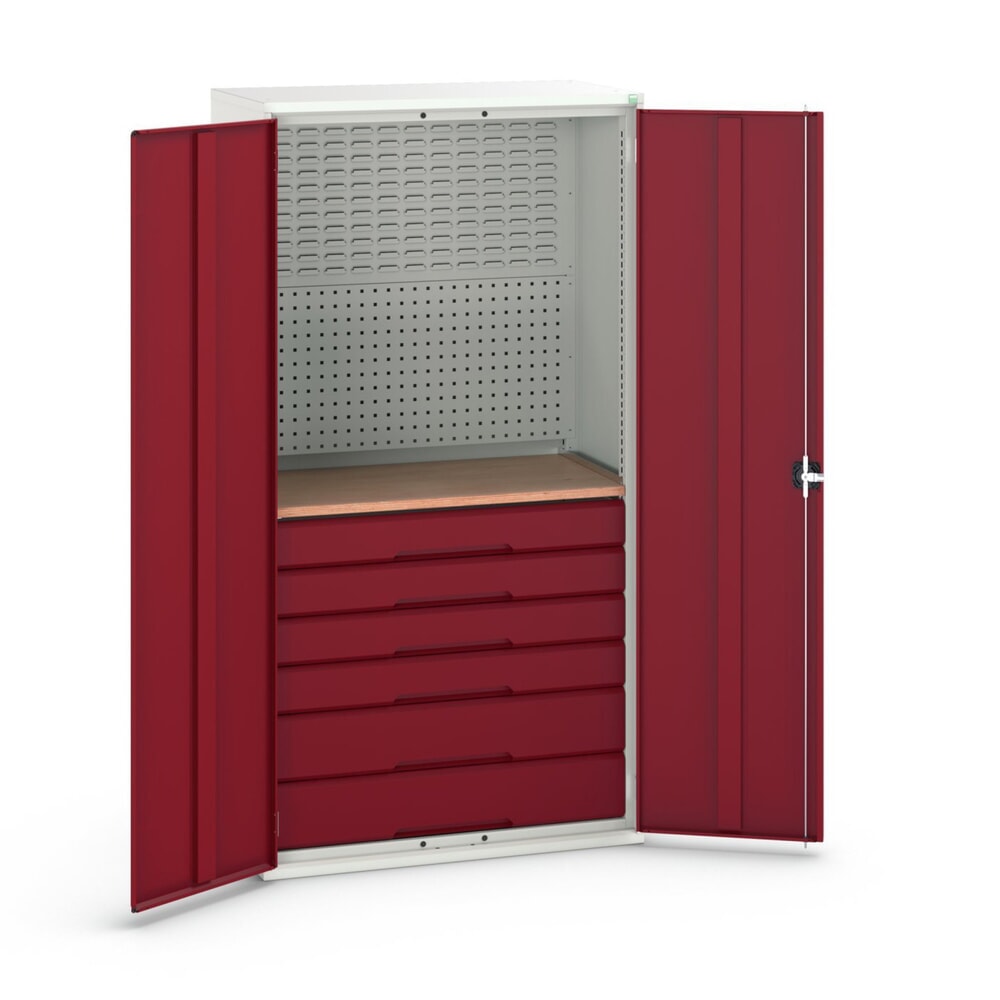 bott verso Flügeltürschrank mit 6 Schubladen, mit Rückwand und Arbeitsplatte, BxTxH: 1050 x550 x 2000 mm