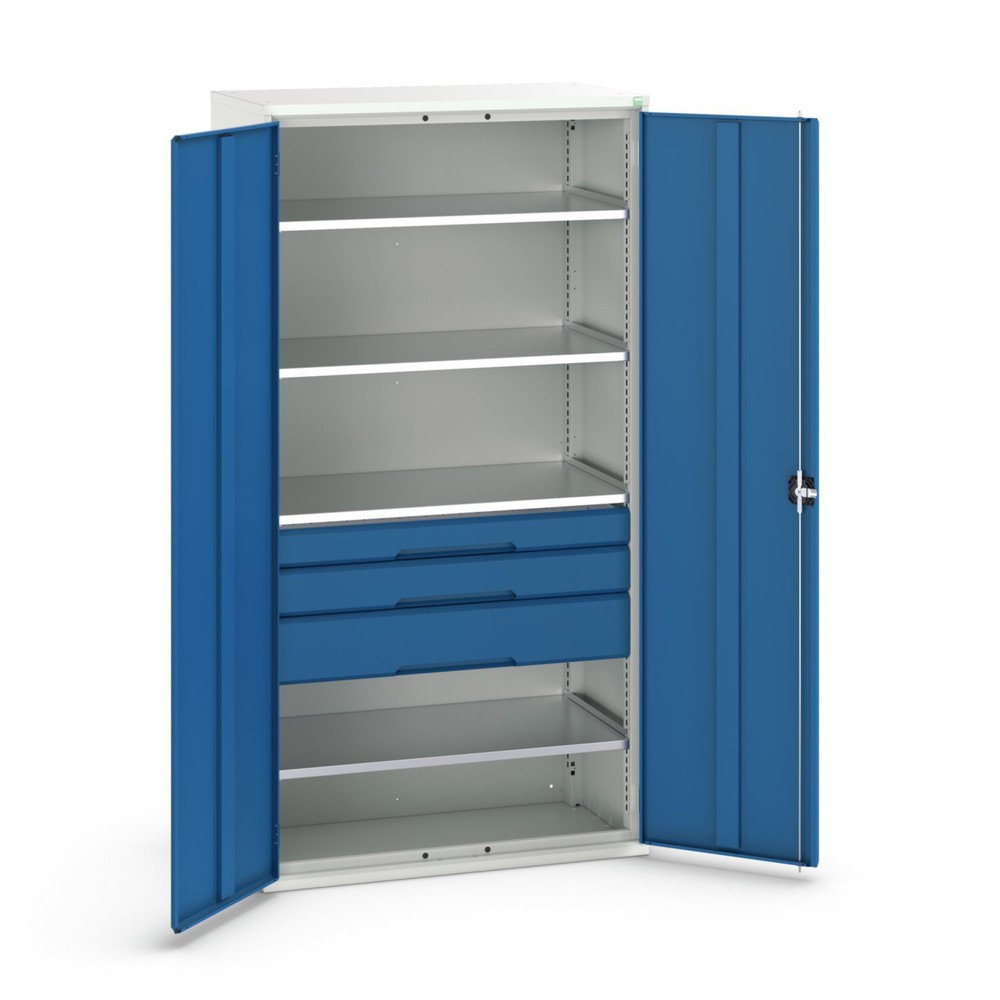 bott verso Flügeltürschrank mit Schubladen, mit 4 Fachböden und 3 Schubladen, BxTxH: 1050 x550 x 2000 mm