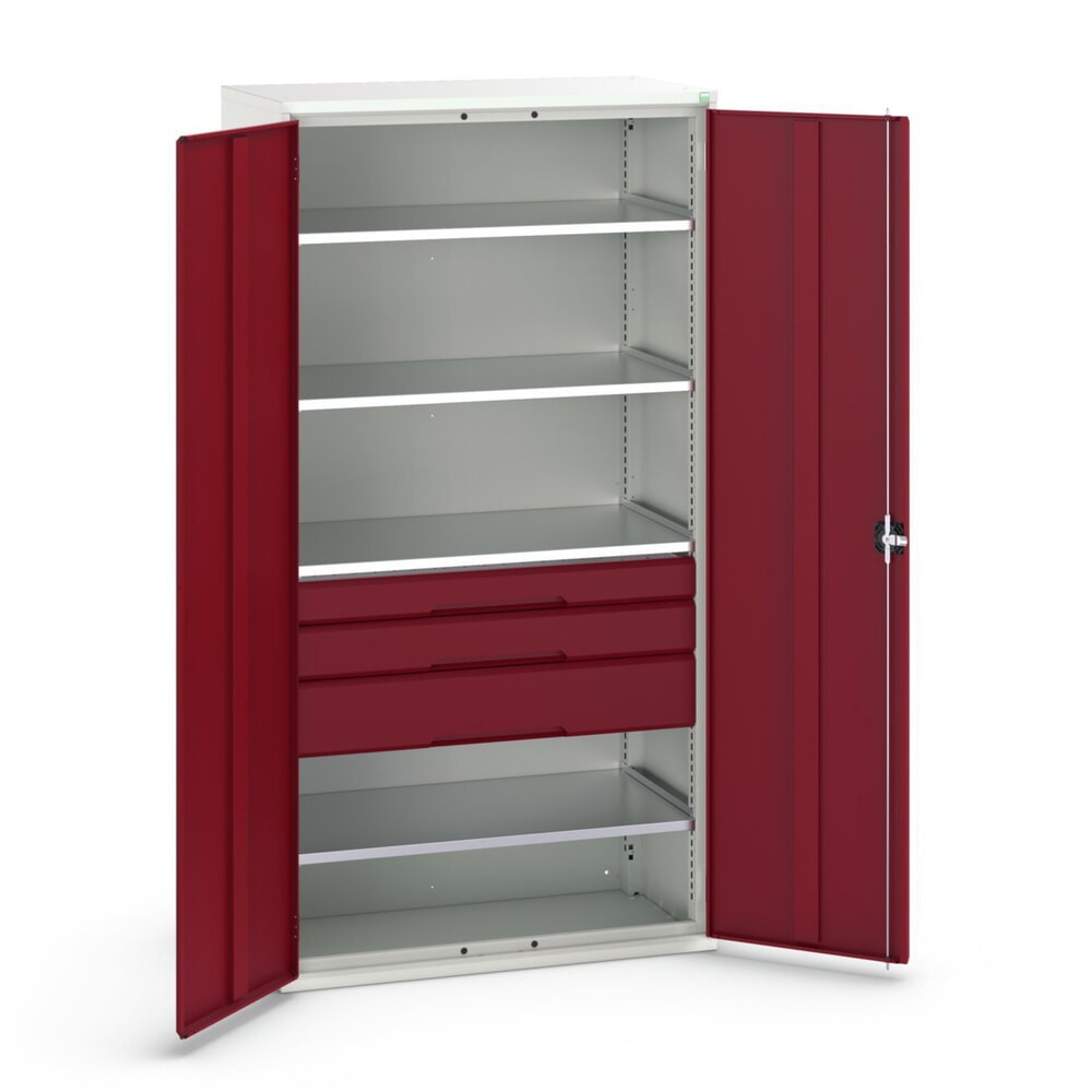 bott verso Flügeltürschrank mit Schubladen, mit 4 Fachböden und 3 Schubladen, BxTxH: 1050 x550 x 2000 mm
