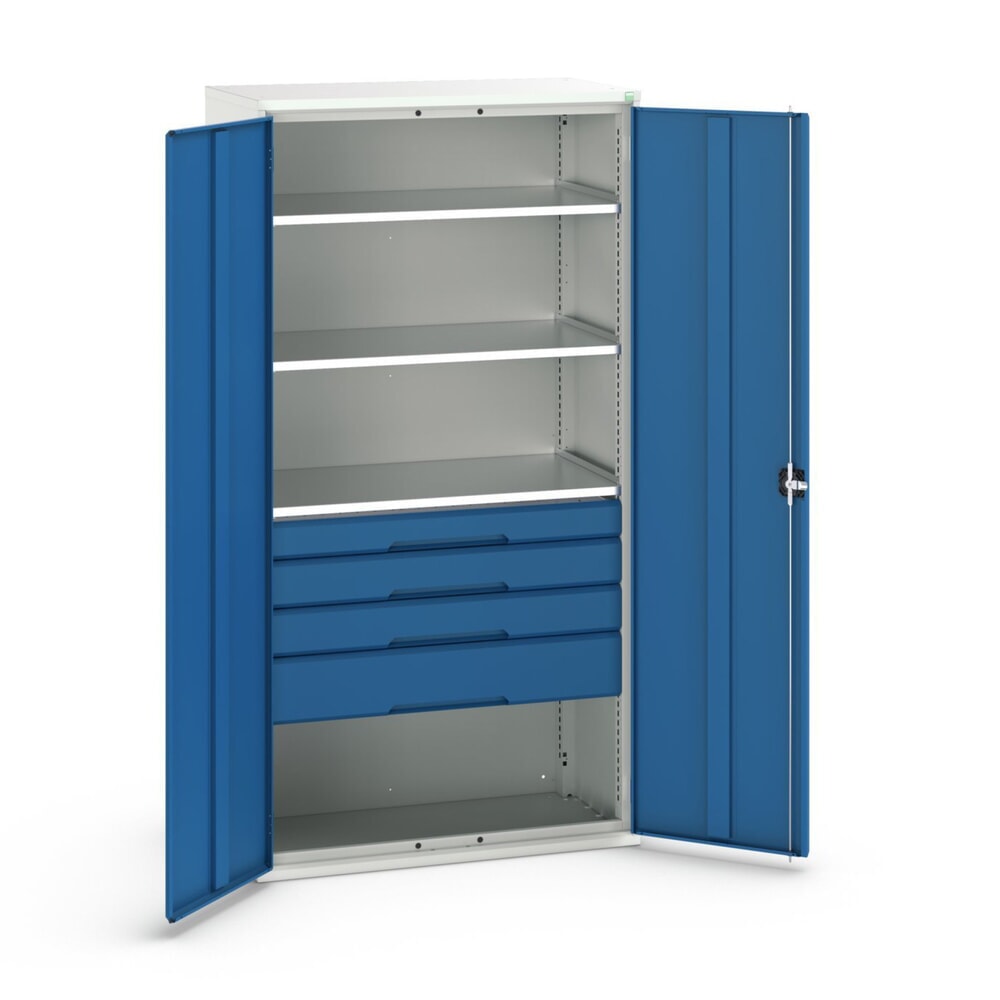 bott verso Flügeltürschrank mit Schubladen, mit 3 Fachböden und 4 Schubladen, BxTxH: 1050 x550 x 2000 mm