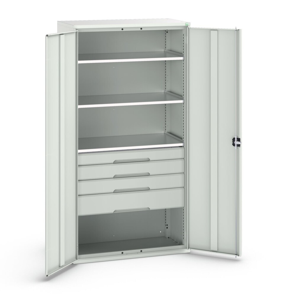 bott verso Flügeltürschrank mit Schubladen, mit 3 Fachböden und 4 Schubladen, BxTxH: 1050 x550 x 2000 mm