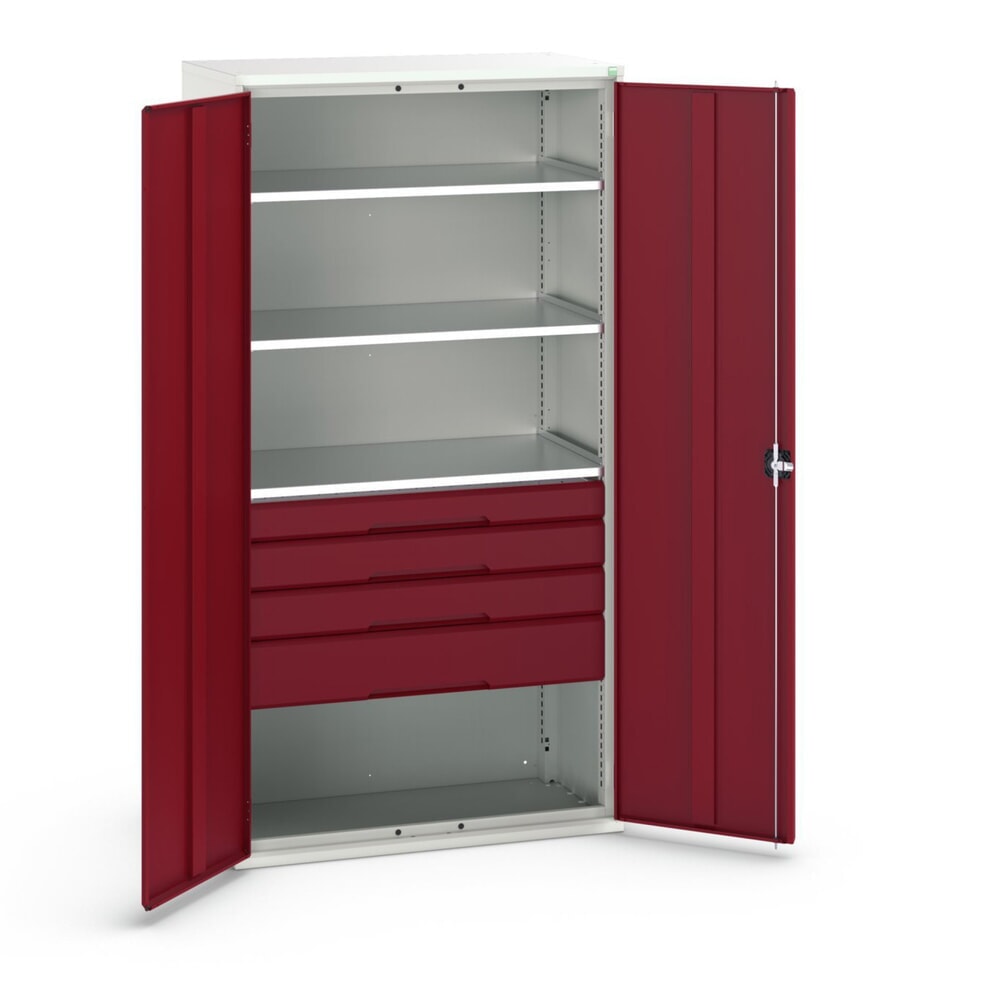 bott verso Flügeltürschrank mit Schubladen, mit 3 Fachböden und 4 Schubladen, BxTxH: 1050 x550 x 2000 mm