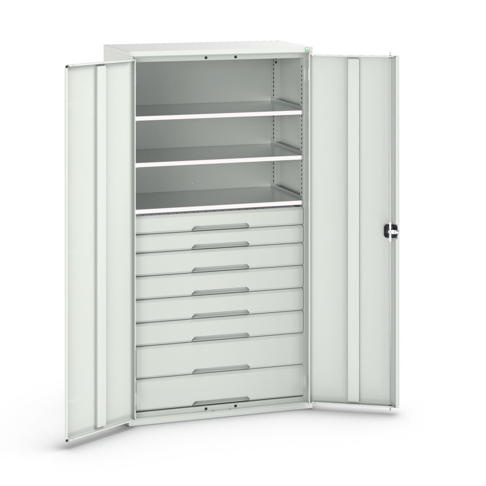 bott verso Flügeltürschrank mit Schubladen, mit 3 Fachböden und 8 Schubladen, BxTxH: 1050 x550 x 2000 mm