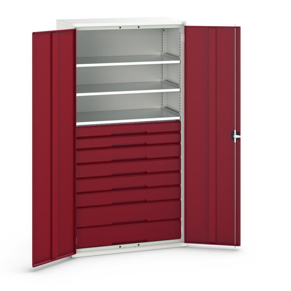 bott verso Flügeltürschrank mit Schubladen, mit 3 Fachböden und 8 Schubladen, BxTxH: 1050 x550 x 2000 mm