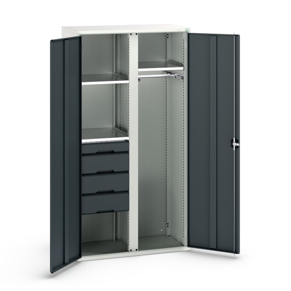 bott verso Flügeltürschrank mit 4 Schubladen, mit 3 Fachböden und 1 Kleiderstange, BxTxH: 1050 x550 x 2000 mm