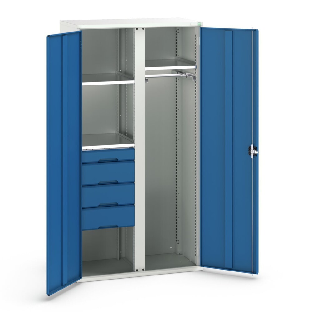 bott verso Flügeltürschrank mit 4 Schubladen, mit 3 Fachböden und 1 Kleiderstange, BxTxH: 1050 x550 x 2000 mm