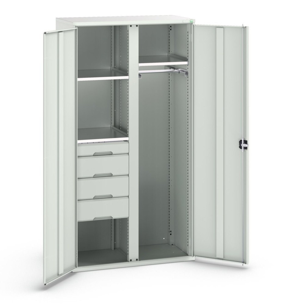 bott verso Flügeltürschrank mit 4 Schubladen, mit 3 Fachböden und 1 Kleiderstange, BxTxH: 1050 x550 x 2000 mm