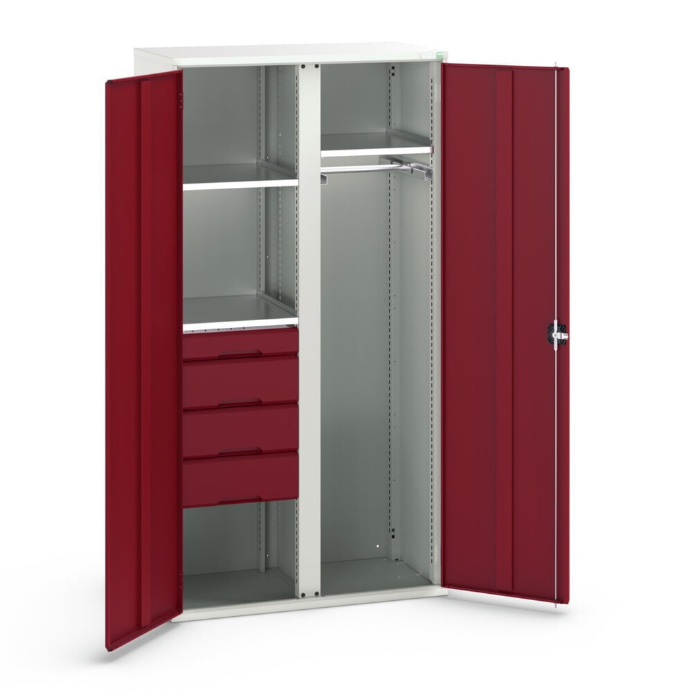 bott verso Flügeltürschrank mit 4 Schubladen, mit 3 Fachböden und 1 Kleiderstange, BxTxH: 1050 x550 x 2000 mm